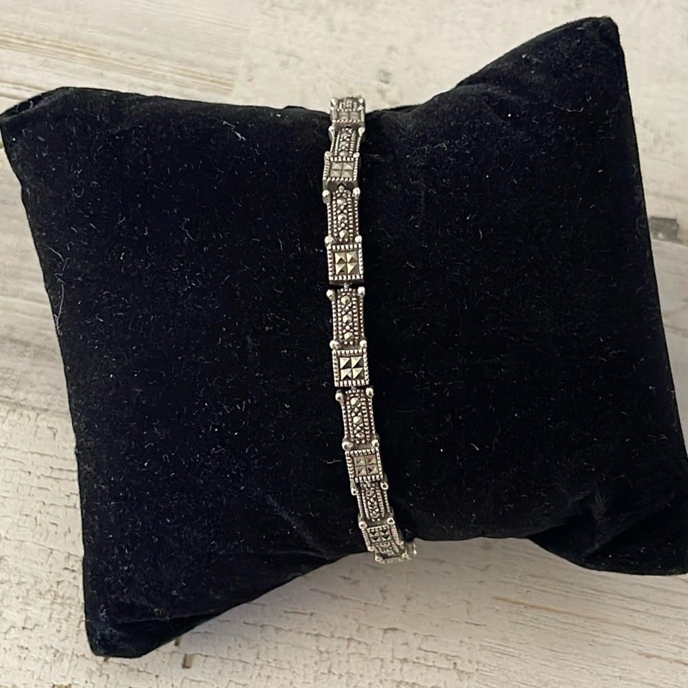 Judith Jack Sterling Silver Marcasite Tennis Bracelet Vintage - Picture 2 of 7